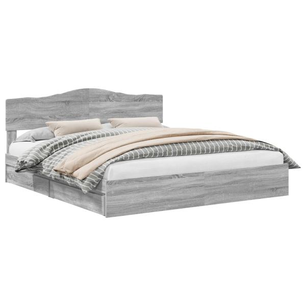 Bettrahmen Graues Sonoma 200 x 200 cm Massives Kiefernholz