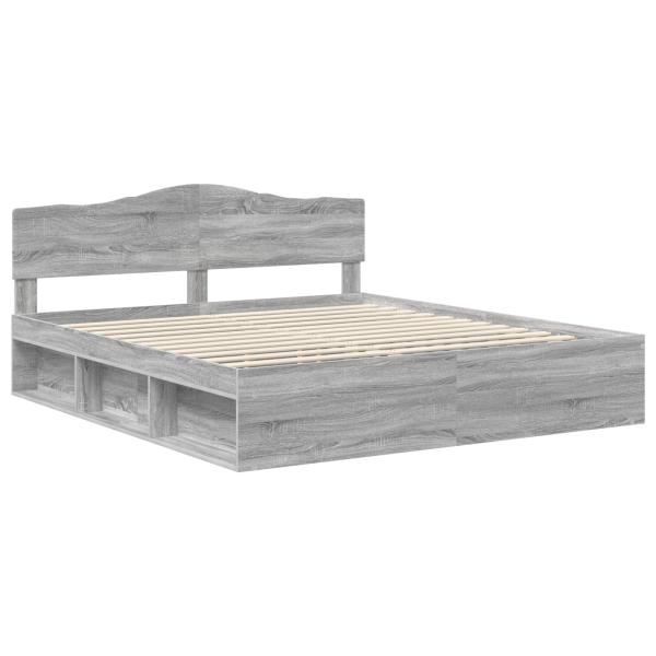 Bettrahmen Graues Sonoma 200 x 200 cm Massives Kiefernholz