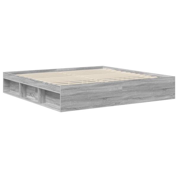 Bettrahmen Graues Sonoma 200 x 200 cm Massives Kiefernholz