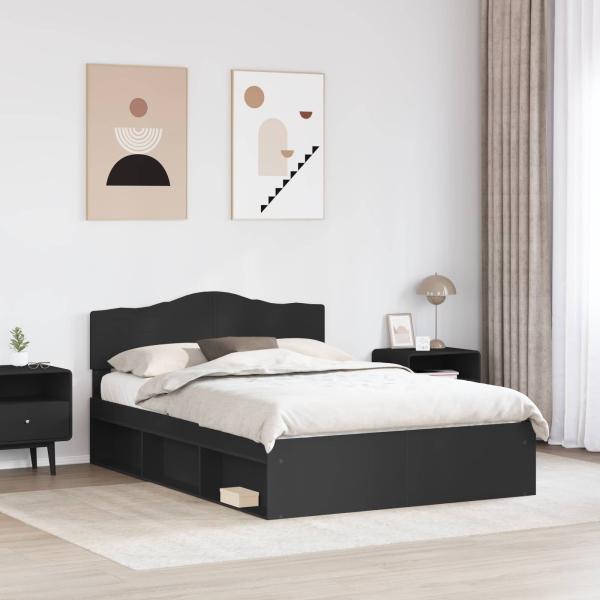 Bettrahmen Schwarz 160 x 200 cm Massives Kiefernholz