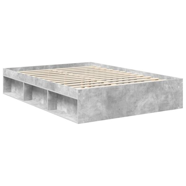 Bettrahmen Beton Grau 135 x 190 cm Massives Kiefernholz