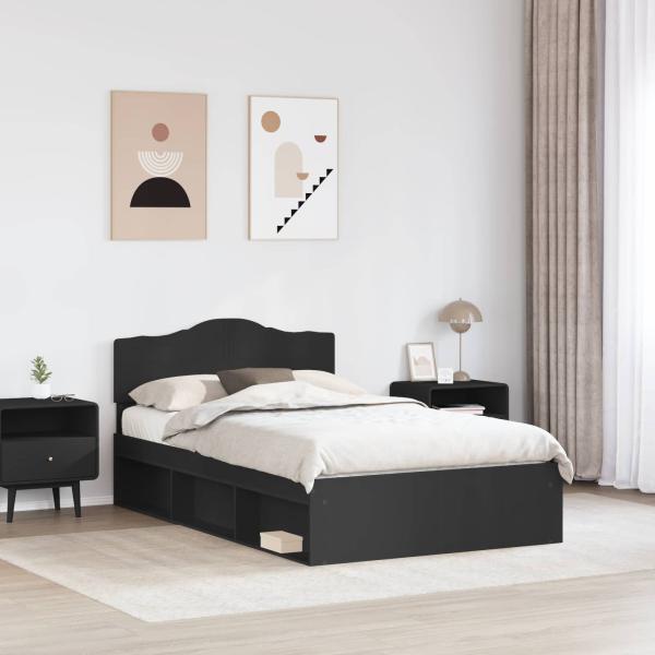 Bettrahmen Schwarz 120 x 200 cm Massives Kiefernholz