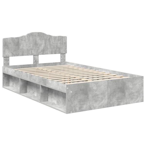 Bettrahmen mit Kopfteil Beton 120 x 190 cm Massives Kiefernholz