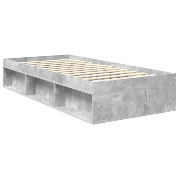 Bettrahmen Beton Grau 90 x 190 cm Massives Kiefernholz