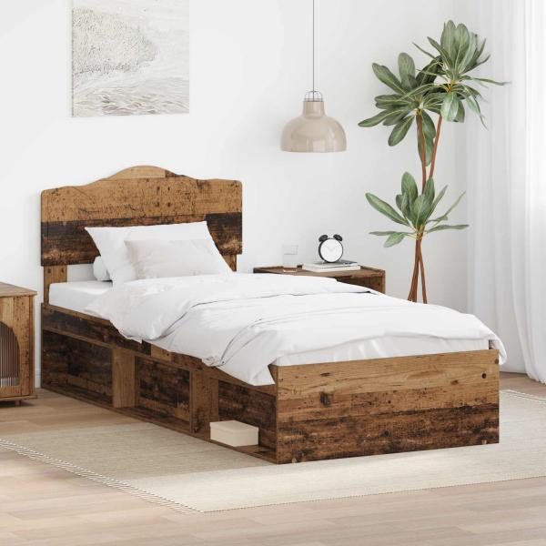 ARDEBO.de - Bettrahmen Altholz 90 x 190 cm Massives Kiefernholz