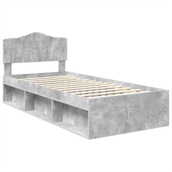 Bettrahmen Beton Grau 75 x 190 cm Massives Kiefernholz
