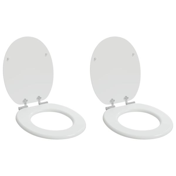 ARDEBO.de - Soft-Close Toilettensitz 2 Stk. Weiß 44 x 38 cm MDF-Platte