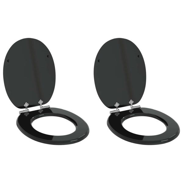 ARDEBO.de - Soft-Close Toilettensitz 2 stk. Schwarz 44 x 38 cm MDF-Platte