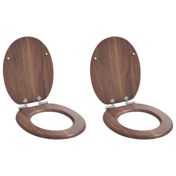 ARDEBO.de - Soft-Close Toilettensitz 2 stk. Braun 44 x 38 cm MDF-Platte