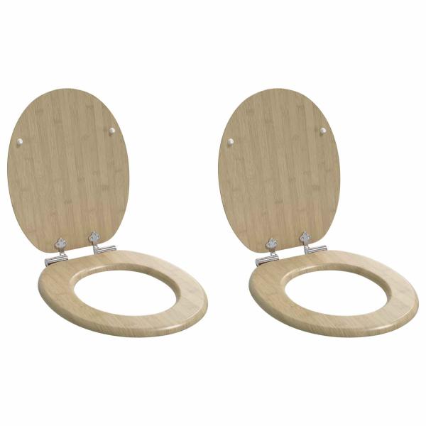 ARDEBO.de - Soft-Close Toilettensitz 2 stk. Heller Bambusfarbton 44 x 38 cm