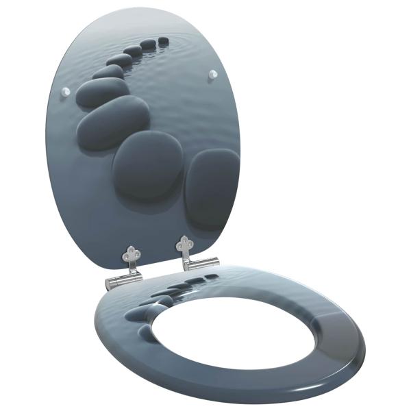 Soft-Close Toilettensitz 2 Stk. Grau 44 x 38 cm MDF-Platte