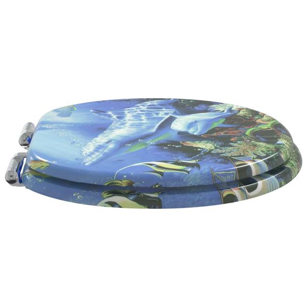 Soft-Close Toilettensitz 2 Stk. Blau 44 x 38 cm MDF-Platte