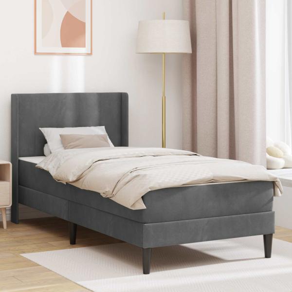 ARDEBO.de - Bettgestell mit Matratze Dunkelgrau 90 x 200 cm Samt