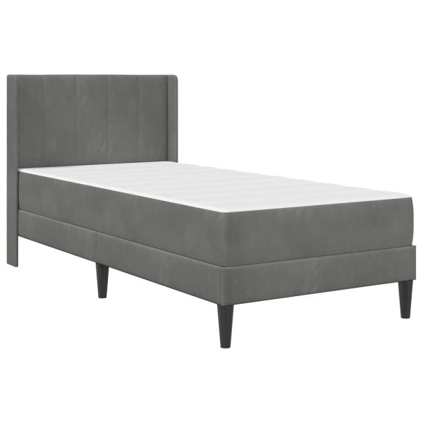 Bettgestell mit Matratze Dunkelgrau 90 x 200 cm Samt