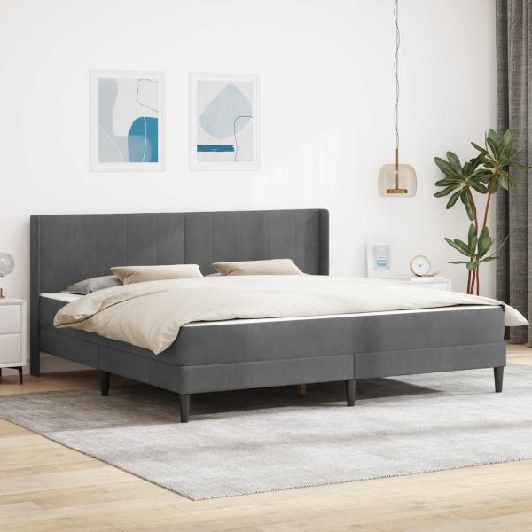 ARDEBO.de - Bettgestell mit Matratze Dunkelgrau 200 x 200 cm Samt