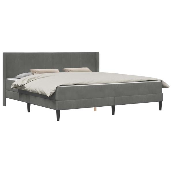 Bettgestell mit Matratze Dunkelgrau 200 x 200 cm Samt