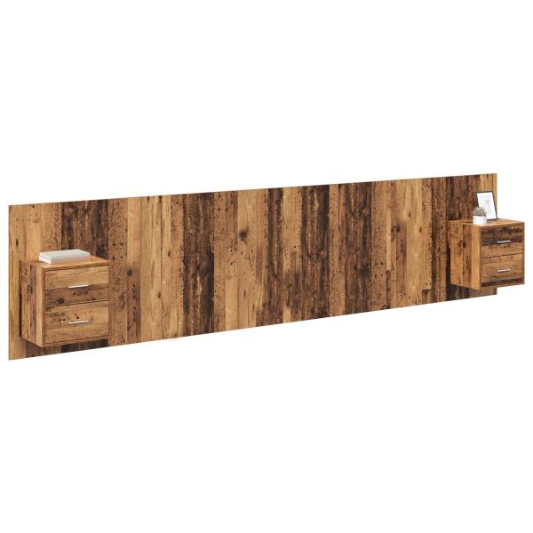Kopfteil mit Schrank 3 Stk. Altholz Holzwerkstoff