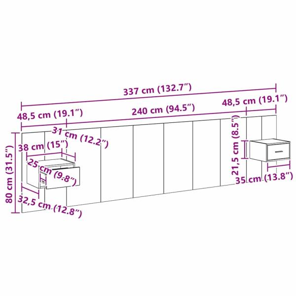 Kopfteil mit Schrank 3 Stk. Altholz Holzwerkstoff