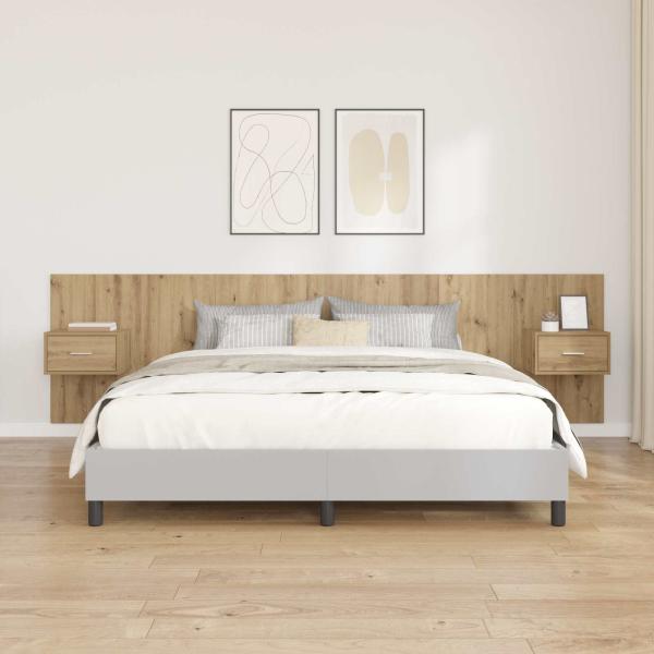 ARDEBO.de - Kopfteil mit Schrank 3 Stk. Artisan-Eiche Holzwerkstoff
