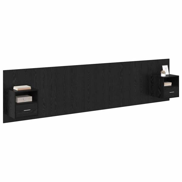 Kopfteil mit Schrank 3 Stk. Schwarz Eichen-Optik Holzwerkstoff