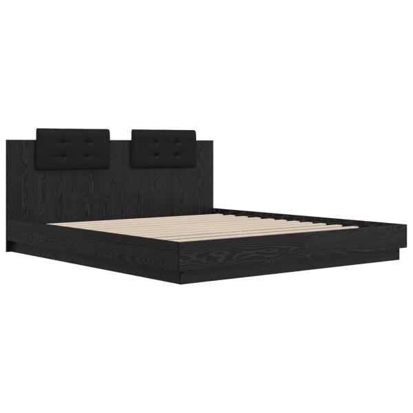 Bettgestell mit Kopfteil Schwarz Eichen-Optik 200 x 200 cm