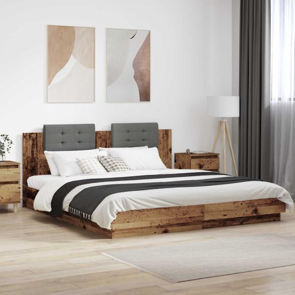 ARDEBO.de - Bettgestell mit Kopfteil Altholz 180 x 200 cm Holzwerkstoff