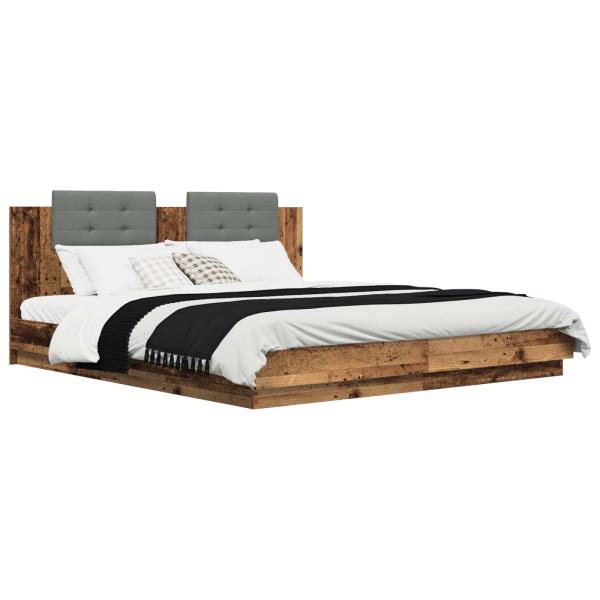 Bettgestell mit Kopfteil Altholz 180 x 200 cm Holzwerkstoff