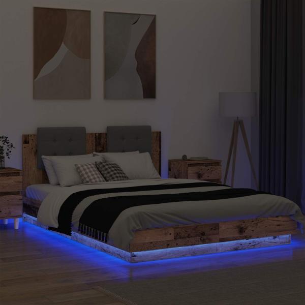 Bettgestell mit Kopfteil Altholz 160 x 200 cm Holzwerkstoff