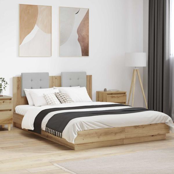 ARDEBO.de - Bettgestell mit Kopfteil Artisan-Eiche 150 x 200 cm