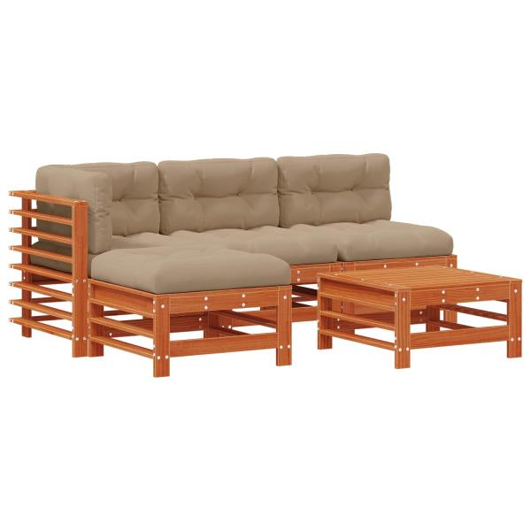 Garten-Lounge-Set 5 stk. Wachsbraun Massives Kiefernholz