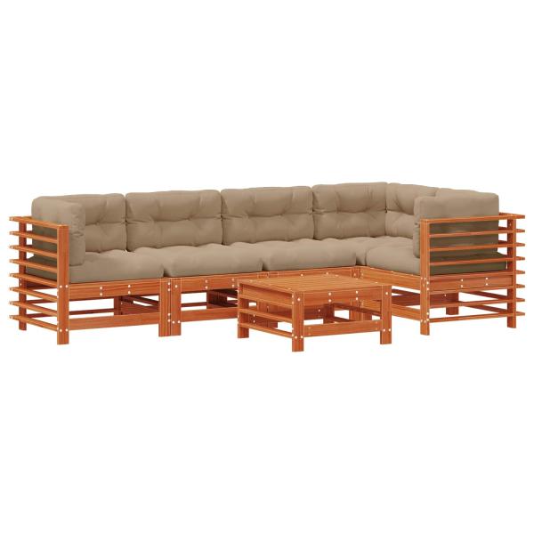 Garten-Lounge-Set 6 stk. Wachsbraun Massives Kiefernholz