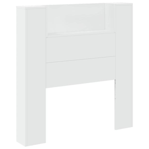 Stauraum Kopfteil mit LED Weiß Holzwerkstoff