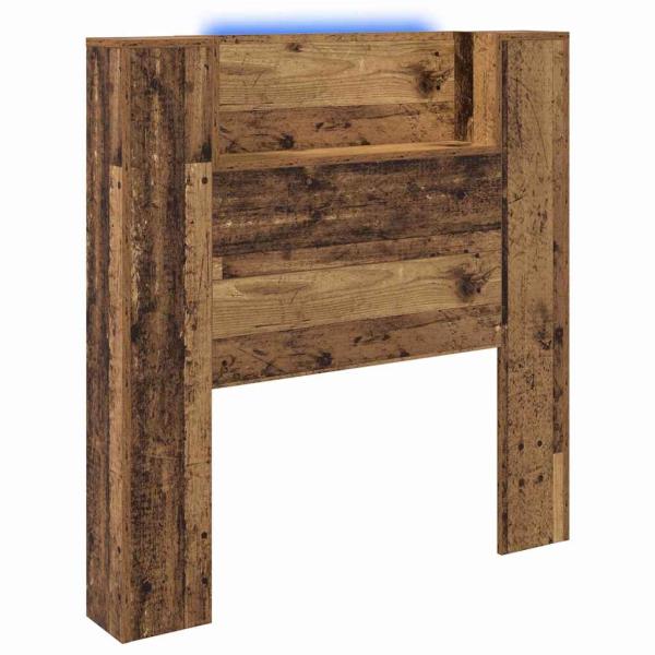 Stauraum Kopfteil mit LED Altholz Holzwerkstoff