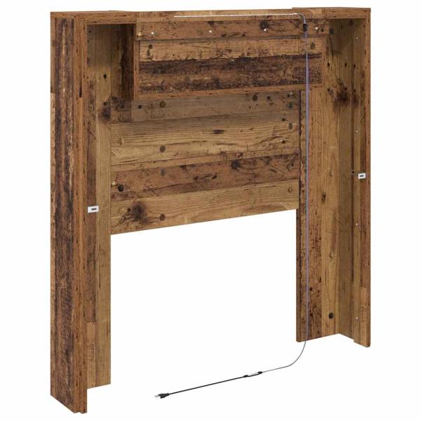Stauraum Kopfteil mit LED Altholz Holzwerkstoff
