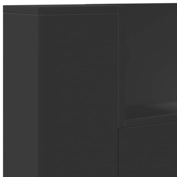 Stauraum Kopfteil mit LED Schwarz Holzwerkstoff