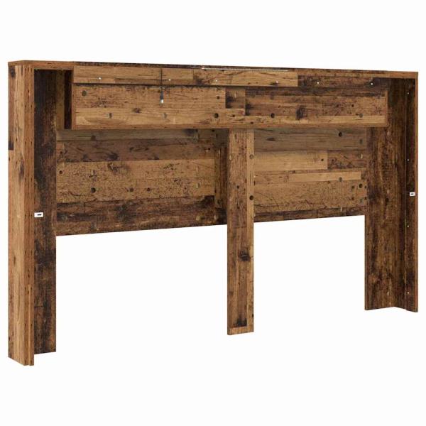 Stauraum Kopfteil mit LED Altholz Holzwerkstoff