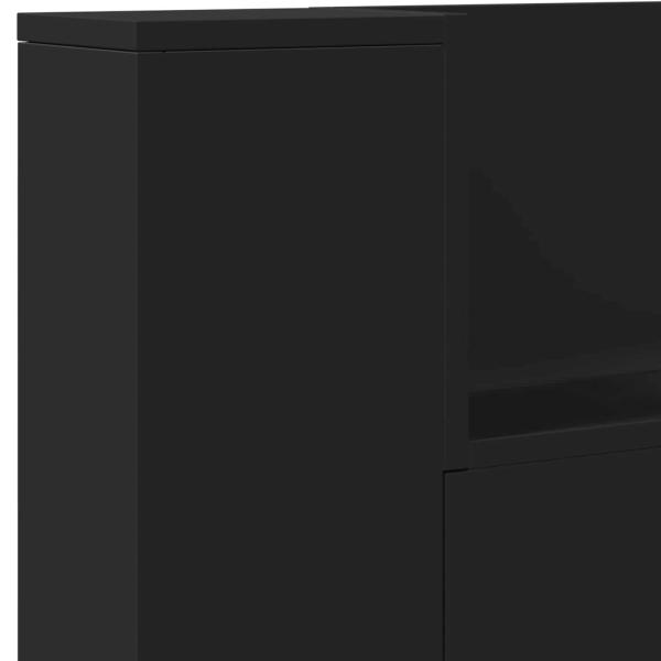 Stauraum Kopfteil mit LED Schwarz Holzwerkstoff