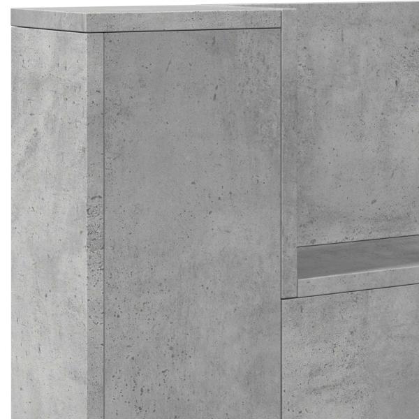 Stauraum Kopfteil mit LED Betongrau Holzwerkstoff