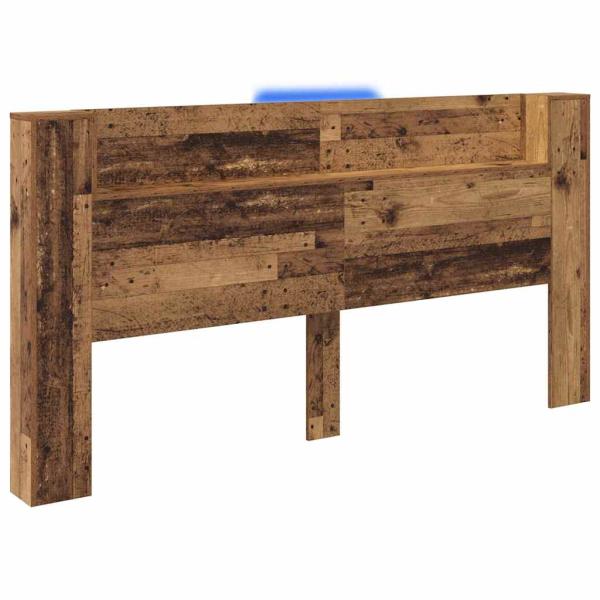 Stauraum Kopfteil mit LED Altholz Holzwerkstoff