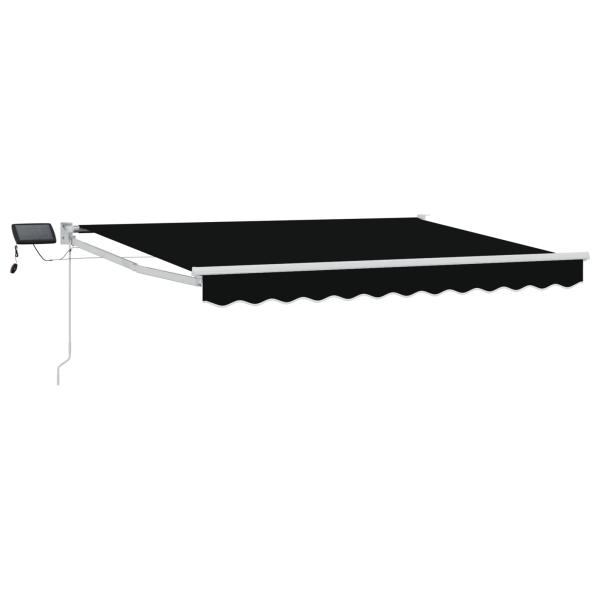 Manuelle Gelenkarmmarkise mit LEDs Schwarz und Weiß 3 x 2,5 m