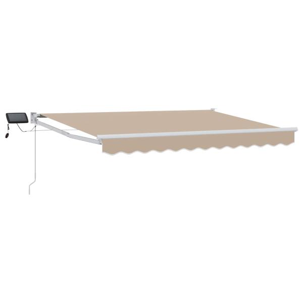 Manuelle Gelenkarmmarkise mit LEDs Beige und Weiß 3,5 x 2,5 m
