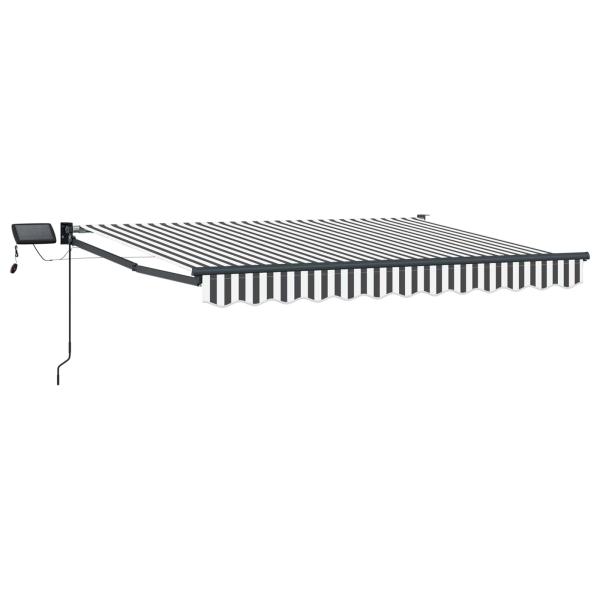 Manuelle Gelenkarmmarkise mit LEDs Anthrazit und Weiß 3,5 x 2 m