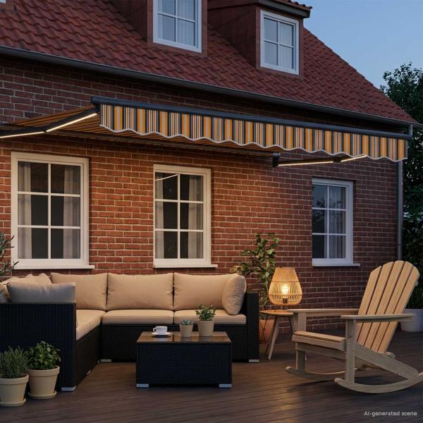 Manuelle Gelenkarmmarkise mit LEDs 3 x 2,5 m