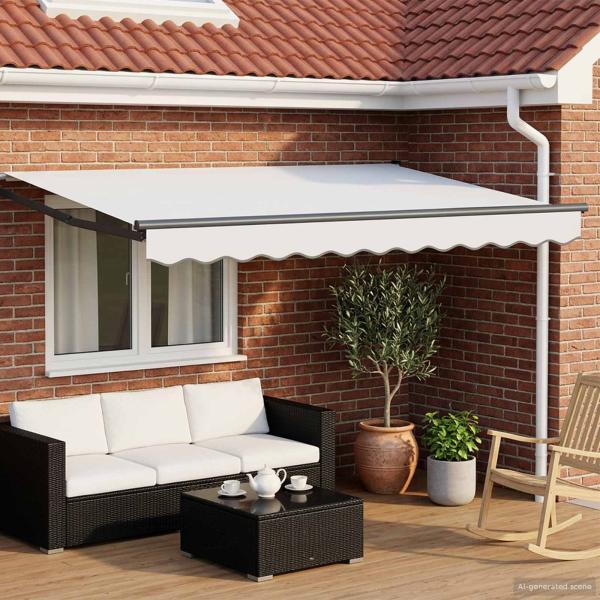 ARDEBO.de - Manuelle Gelenkarmmarkise mit LEDs Weiß und Anthrazit 3 x 2,5 m