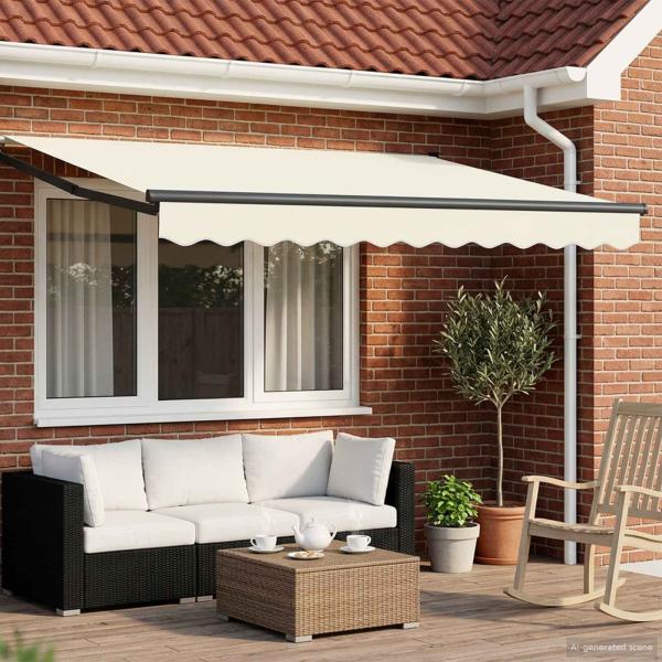 ARDEBO.de - Manuelle Gelenkarmmarkise mit LEDs 3,5 x 2,5 m