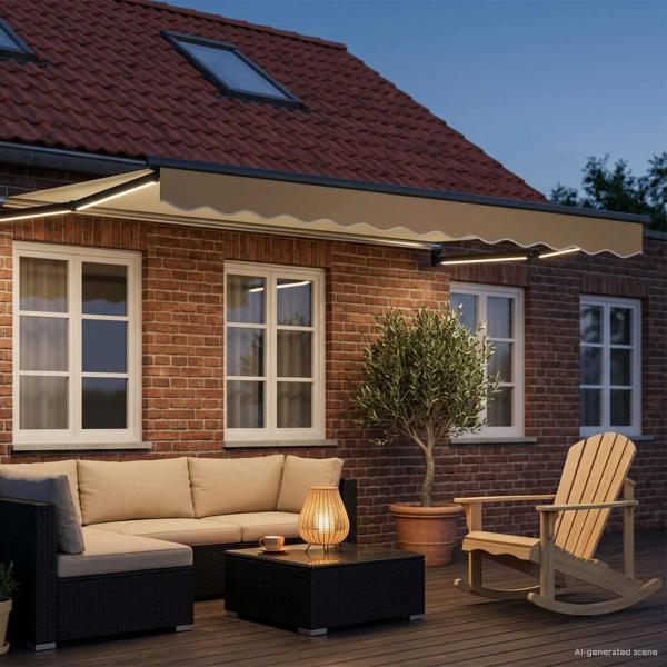 Manuelle Gelenkarmmarkise mit LEDs 3,5 x 2,5 m