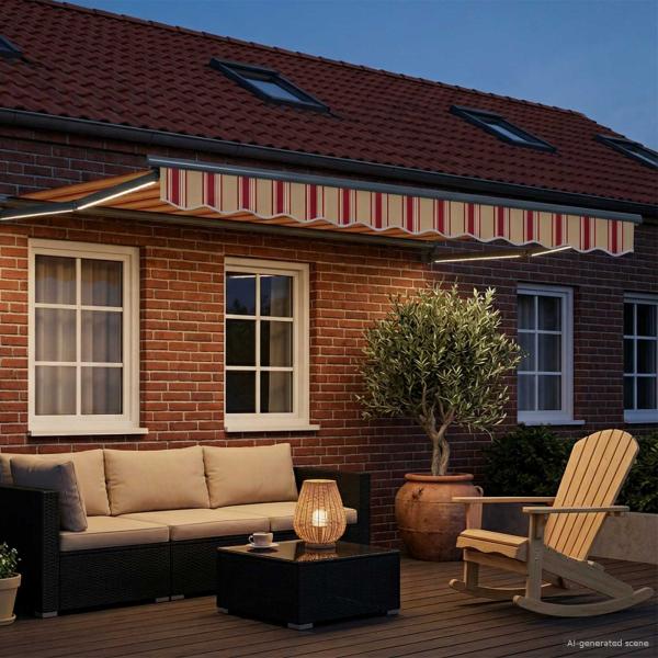 Manuelle Gelenkarmmarkise mit LEDs Mehrfarbig 3,5 x 2,5 m