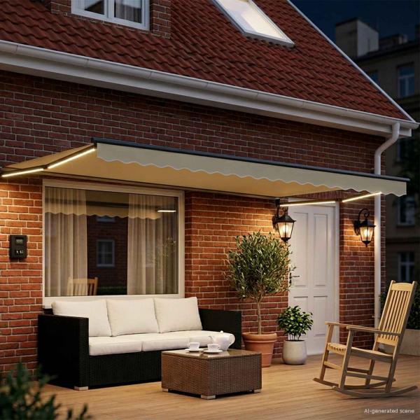 Manuelle Gelenkarmmarkise mit LEDs 4,5 × 3 m