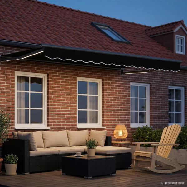 Elektrische ausziehbare Markise Schwarz 3,5 x 2,5 m