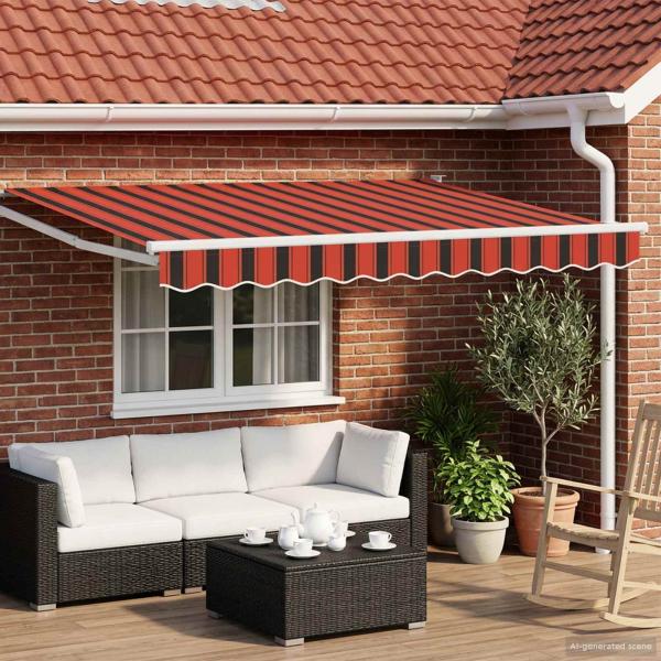 ARDEBO.de - Elektrische ausziehbare Markise Orange, Braun, Weiß 3,5 x 2,5 m